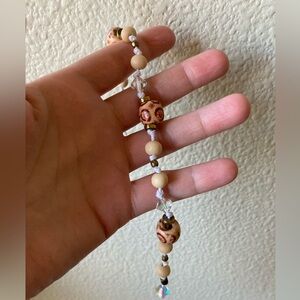 Handmade Wood Beaded Suncatcher with Floral Accents